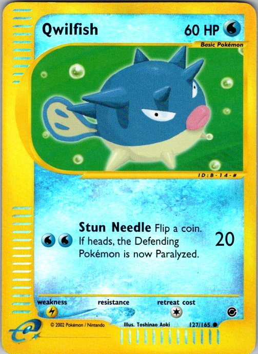 Qwilfish 127/165 Common Expedition Base Set Pokemon Reverse Holo MP