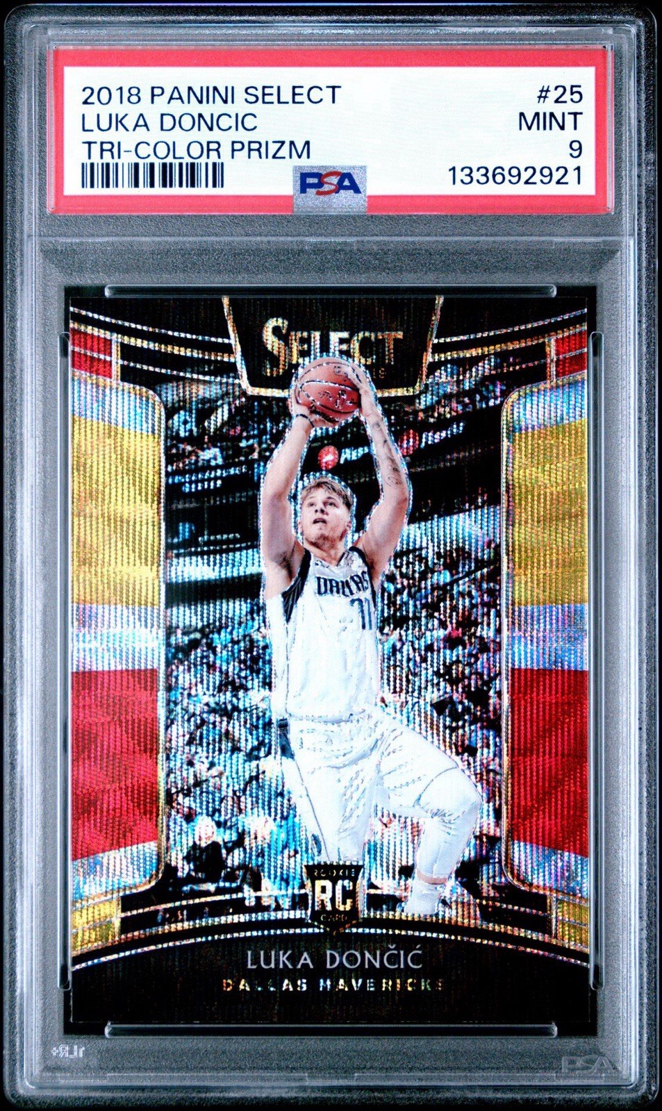2018 Panini Select Luka Doncic Tri Color Prizm #25 Rookie RC PSA 9