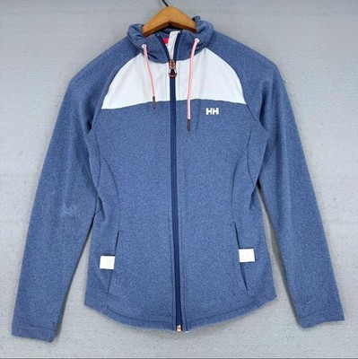 Helly Hansen Jacket Womens XS Blue Fleece Full Zip Hooded Colorblock Outdoor