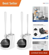 Toilet Plunger and Bowl Brush Combo White 2 Sets for Cleaning Storage