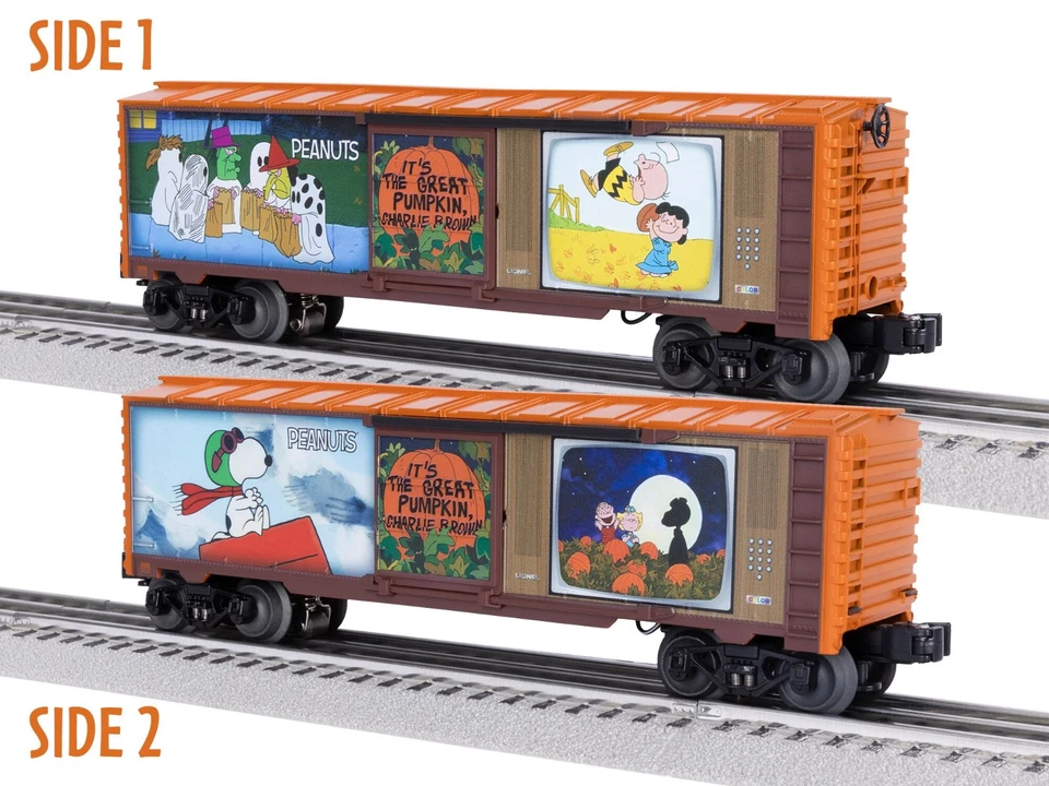 Lionel 2528800 Peanuts Pumpkin Charlie Brown Illuminated TV Boxcar Train O Gauge - Image 3 of 4