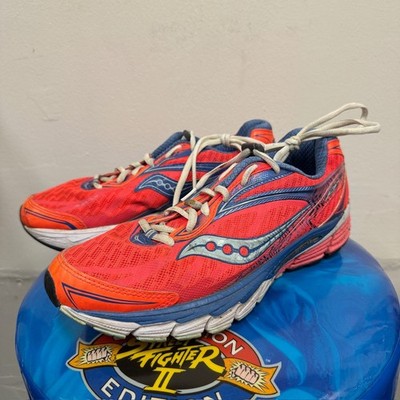 Saucony Ride 8 Women's 10.5 Running Worn Power Grid Coral Blue Sea Worn