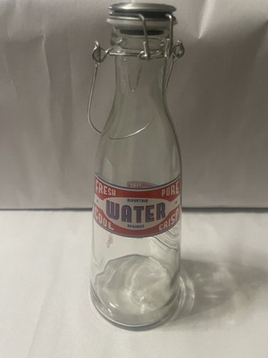 Retro Style Glass Fresh Pure Cool Crisp Mountain Springs Water Bottle W/ Top