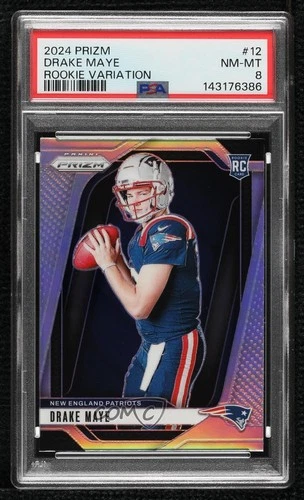 2024 Panini Prizm Rookie Variations Silver Prizm Drake Maye #12 PSA 8 RC