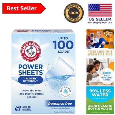 Eco-Conscious Travel Laundry Sheets - Power Detergent, 50 Fragrance-Free Sheets