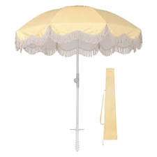 LAGarden 6' Beach Umbrella with Sand Anchor Push Button Tilt for Outdoor Garden
