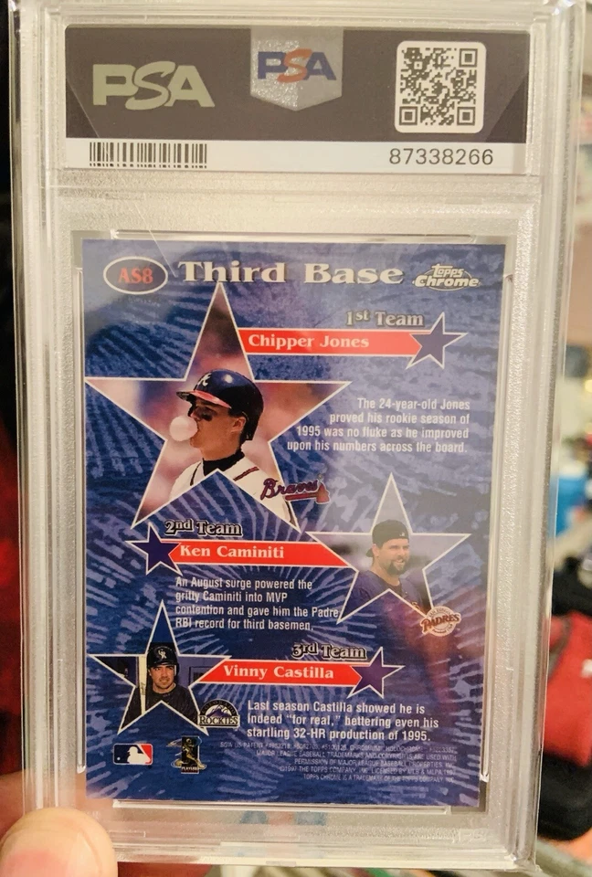 Chipper Jones 1997 Topps Chrome All Stars Refractor PSA 9 ⭐️⭐️⭐️ Foto 2 de 2