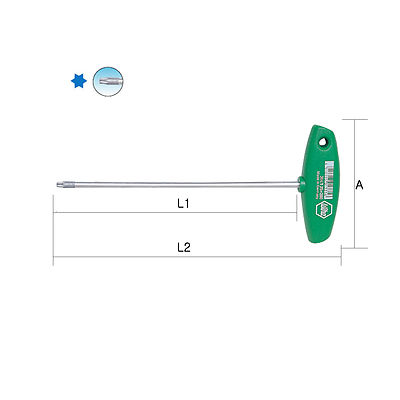 6-point Star Driver With T - Handle Wrench 364 Made in Germany T15 - T50 Long