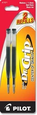 Pilot Dr. Grip Center Of Gravity Ballpoint Ink Refill 2 Pack Black Medium Point