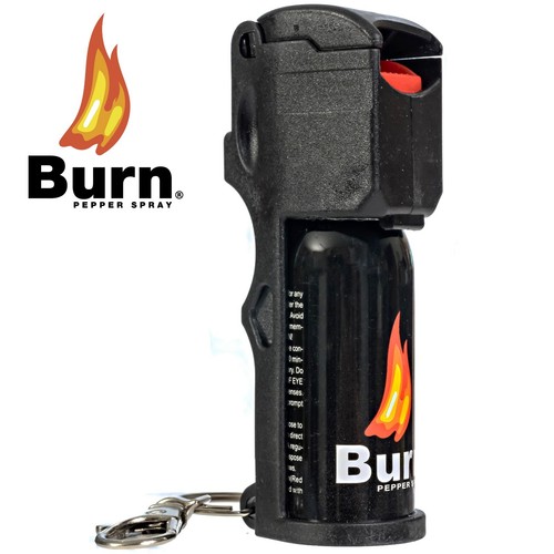 BURN Pepper Spray Keychain for Self Defense Security – 1/2oz Black 2 Pack - Picture 2 of 8