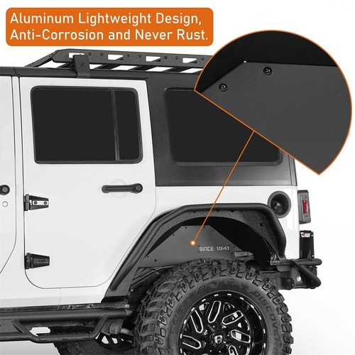 2Pcs Black Aluminum Rear Inner Fender Liners for Jeep Wrangler JK 2007-2018 - Picture 4 of 14
