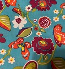 Longaberger Summer Lovin Colorful Blue Flowers Butterfly Fabric New 5 yds yards