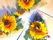 ORIGAMI POP CARDS Bumble Bee Attracting Sunflowers Happy Father's Day 3D Pop Up