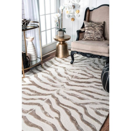 nuLOOM Area Rugs 3'x5' High Pile Synthetic Modern Zebra Stripes Gray Doormat - Picture 2 of 11