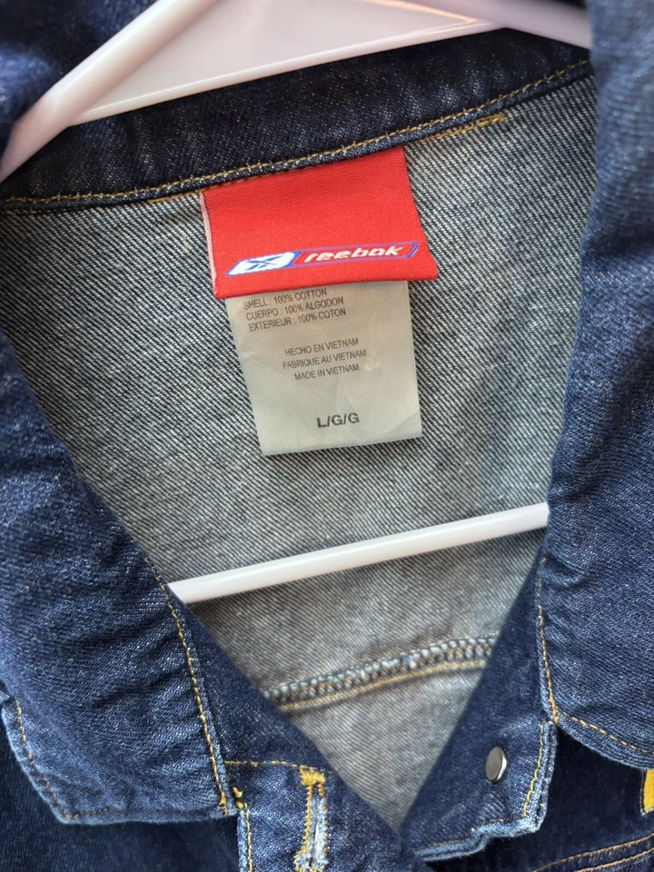 Chaqueta vaquera de colección Green Bay Packers REEBOK para mujer *Jeans grandes azules bordados Foto 3 de 4