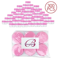 300 Pieces 15G/15ML Round Clear Cosmetic Cream Sample Jars Pink Lids BPA Free