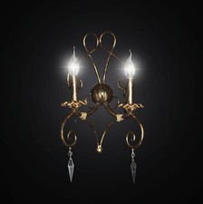 Applique classico in ferro battuto e cristallo 2 luci BGA 2244-a2sp
