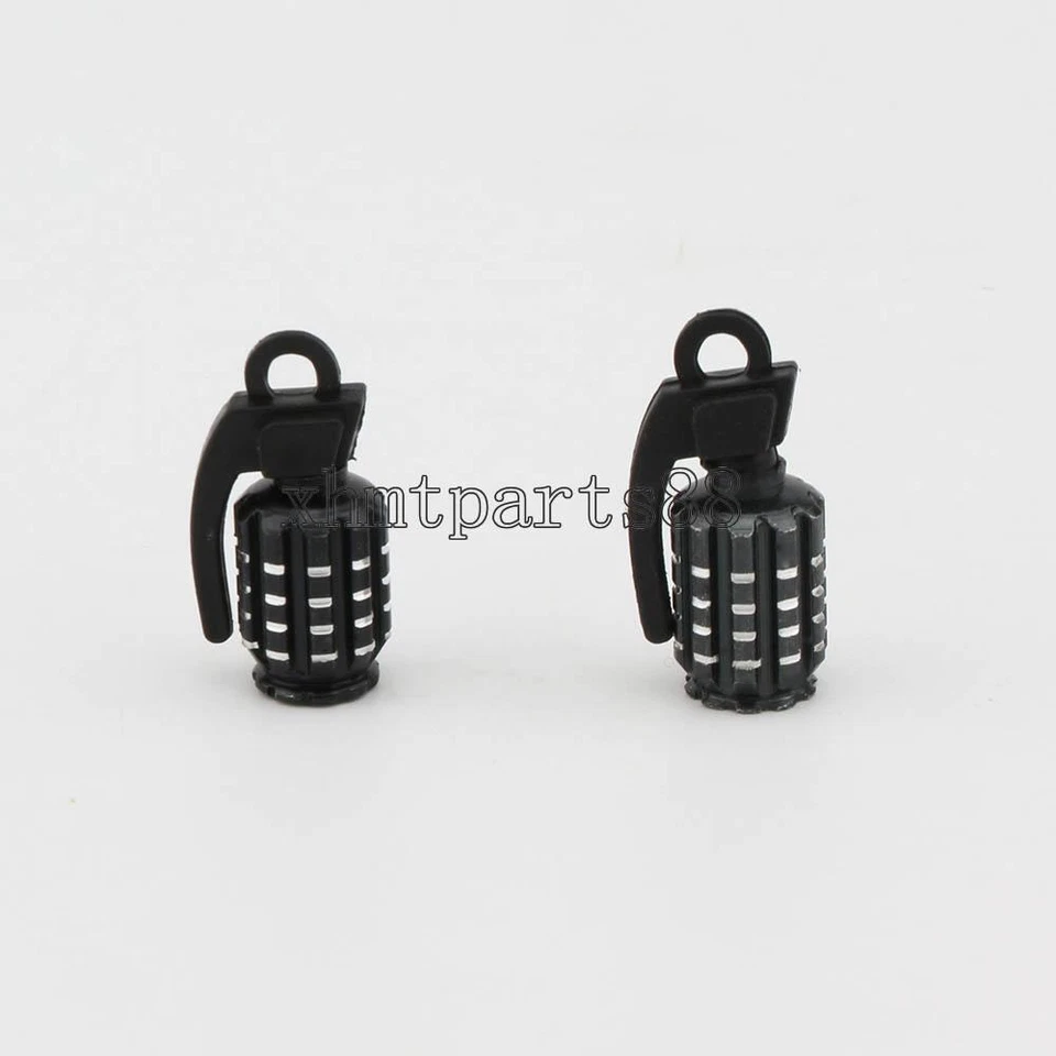 2pcs Tire Valve Stem Caps Set-Black Metal Grenade Bomb Wheel Air Dust Cover Cap — 第 2/4 张图片