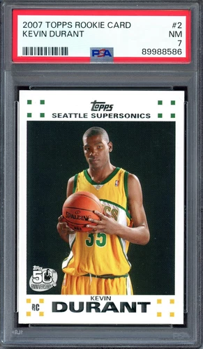 KEVIN DURANT ~ 2007-08 Topps Rookie Card RC #2 ~ Graded PSA 7 NEAR MINT