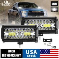 2pcs 7"inch LED Work Light Bar Flood Spot Offroad Fog Lamp UTV ATV SUV Truck 4WD