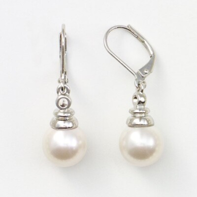  Silver and Pearl look Earrings Touchstone Crystal by Swarovski BNIB