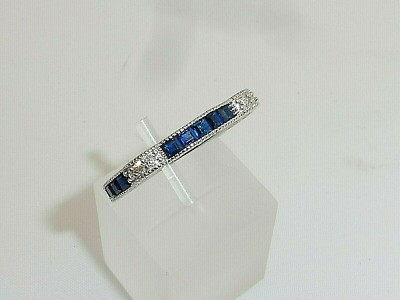 Damen Viktorianisches Design 925 Sterlingsilber Blau & Weiß Saphir Eternity Ring