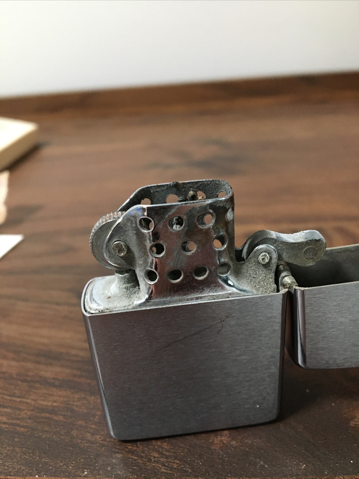 vintage zippo lighter #200 brush finish -box,directions, ronson flints, wicks