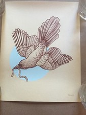 Tyler Skaggs Bird with Worm Mystery Print Signed Size 8 x 10 Inches Hokum Press