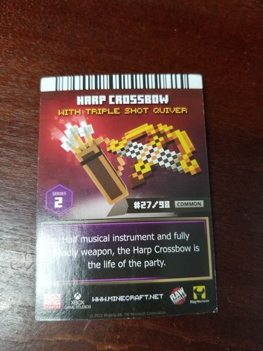 2021 Minecraft Dungeons Arcade Vending Cards Common Harp Armbrust 27/60 - Bild 2 von 2