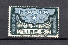 Italia 1923 vecchio francobollo 5 Lire Palude di Roma (Michel 182) usato bene