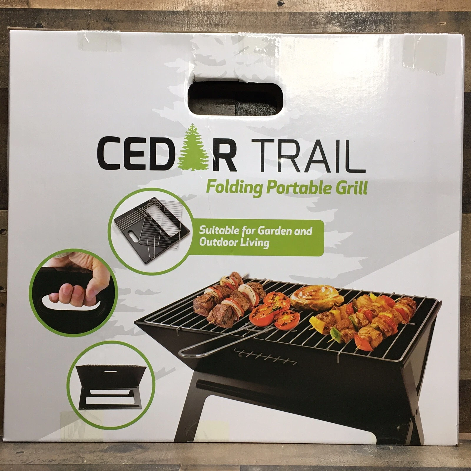 Cedar Trail Folding Portable Charcoal Grill Steel 18”x12” *Compact Storage*