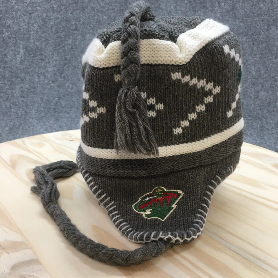 Minnesota Wild NHL Invierno Gorro Sombrero Para Hombres Gris OS Oreja Manguito Bordado Logo Foto 4 de 4