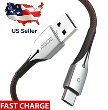 USB C Cable LED Light FAST Charger for Samsung Galaxy S24 S23 S22 S21 A14 A15