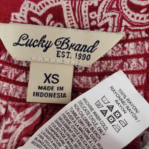 Top marca Lucky taglia XS rosso rayon bandana cottage bottoni camicia donna Xsmall - Foto 6 di 7