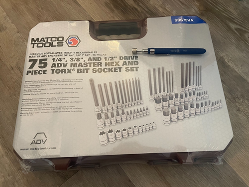 New/Sealed Matco 75 Pc ADV Master Bit/Torx Socket Set& Store Case & Pick Up Tool