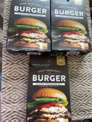 (3) Packs Of Urban Accents Crispy Smash Patty Burger Classic Steakhouse Mix - Picture 1 of 5