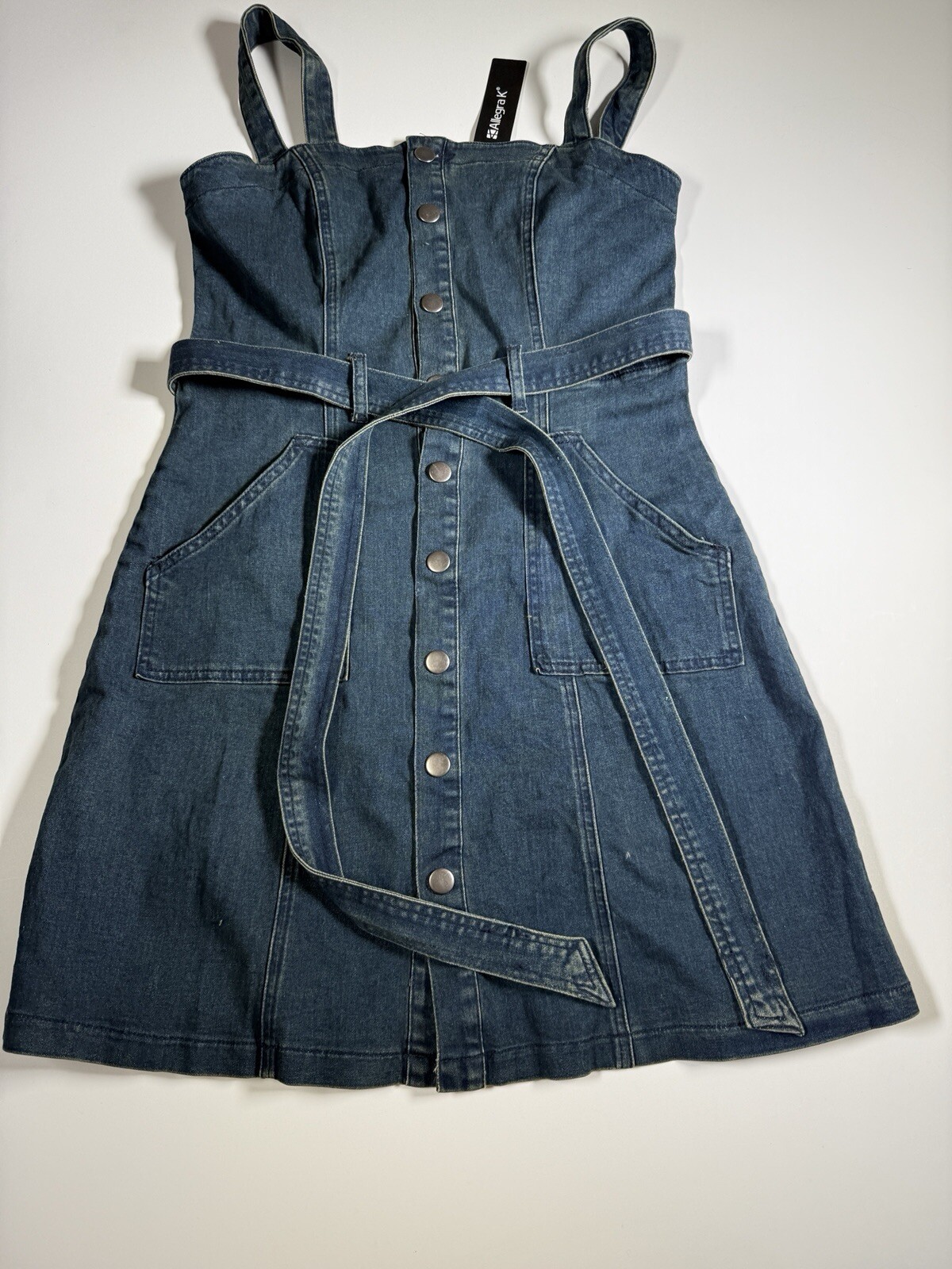 Allegra K Womens Adjustable Strap Denim Pinafore Dress Classic Jean Style