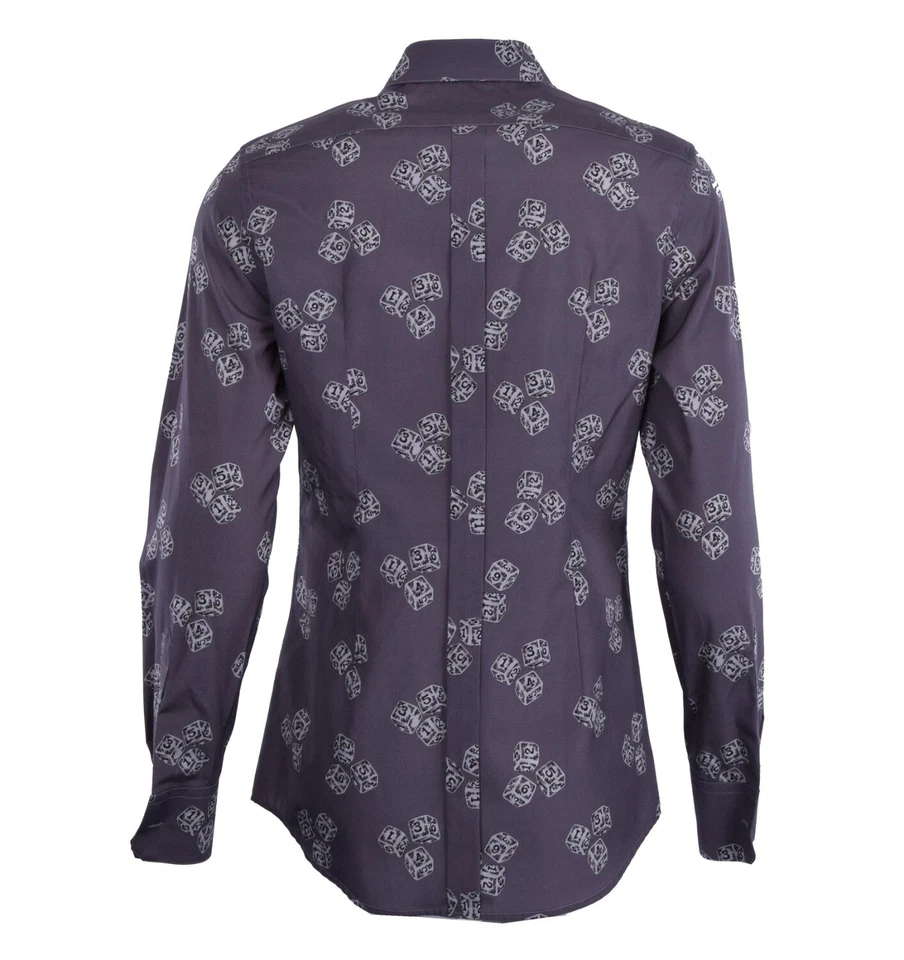 Camisa de algodón estampada con dados DOLCE & GABBANA DORADO gris 04809 Foto 2 de 3