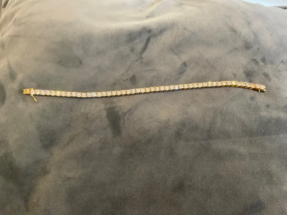 17.6 Carat Lab Created Diamond Tennis Bracelet 14ct Gold Plated 925 6.5” Inch - Image 2 of 4