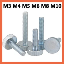 Knurled Thumb Screws Flat Zinc Plated Hand Grip Knob Bolts M3 M4 M5 M6 M8 M10