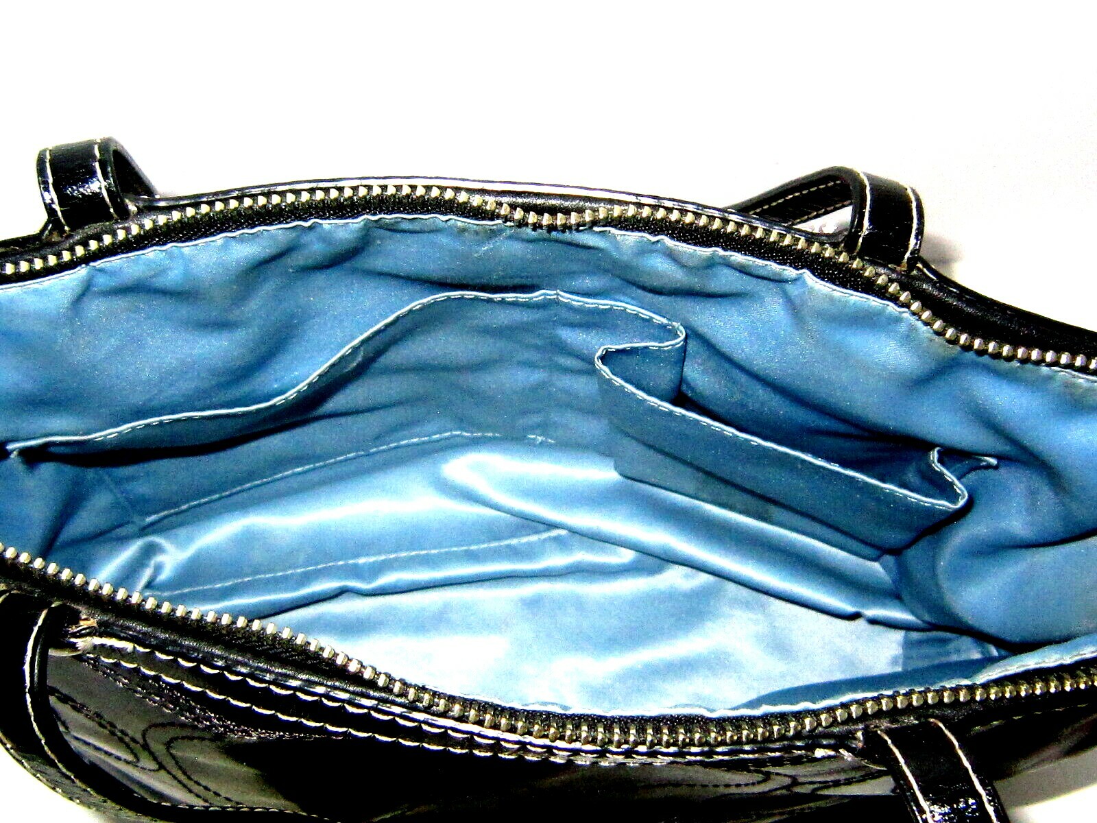 Authentic COACH Black Leather Top Handle Zipper Handb… Gem