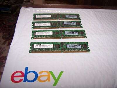Set of Four ELPIDA 512MB (2GB Total) 1RX8 PC2-3200R-33 RAM  HP P/N 345112-051