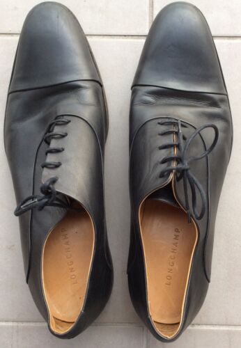 Longchamp lace up black Oxford shoes in size UK 8.5 / 42.5 Eu with €400RRP! - Afbeelding 1 van 6