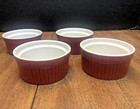 Set Of 4 World Market Red Ramekins 3.5" Souffle Baking Dish Ceramic Bakeware New