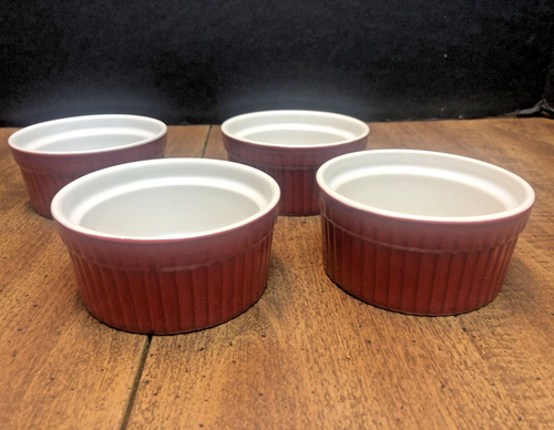 4er SET World Market Red Ramekins 3,5 Zoll Souffle Backgeschirr Keramik Backgeschirr NEU
