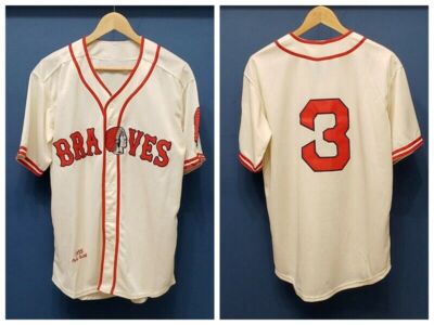 Throwback 1935 Ruth #3 Braves Jerseys Beige Sewn Custom Youth/Mens S-6XL