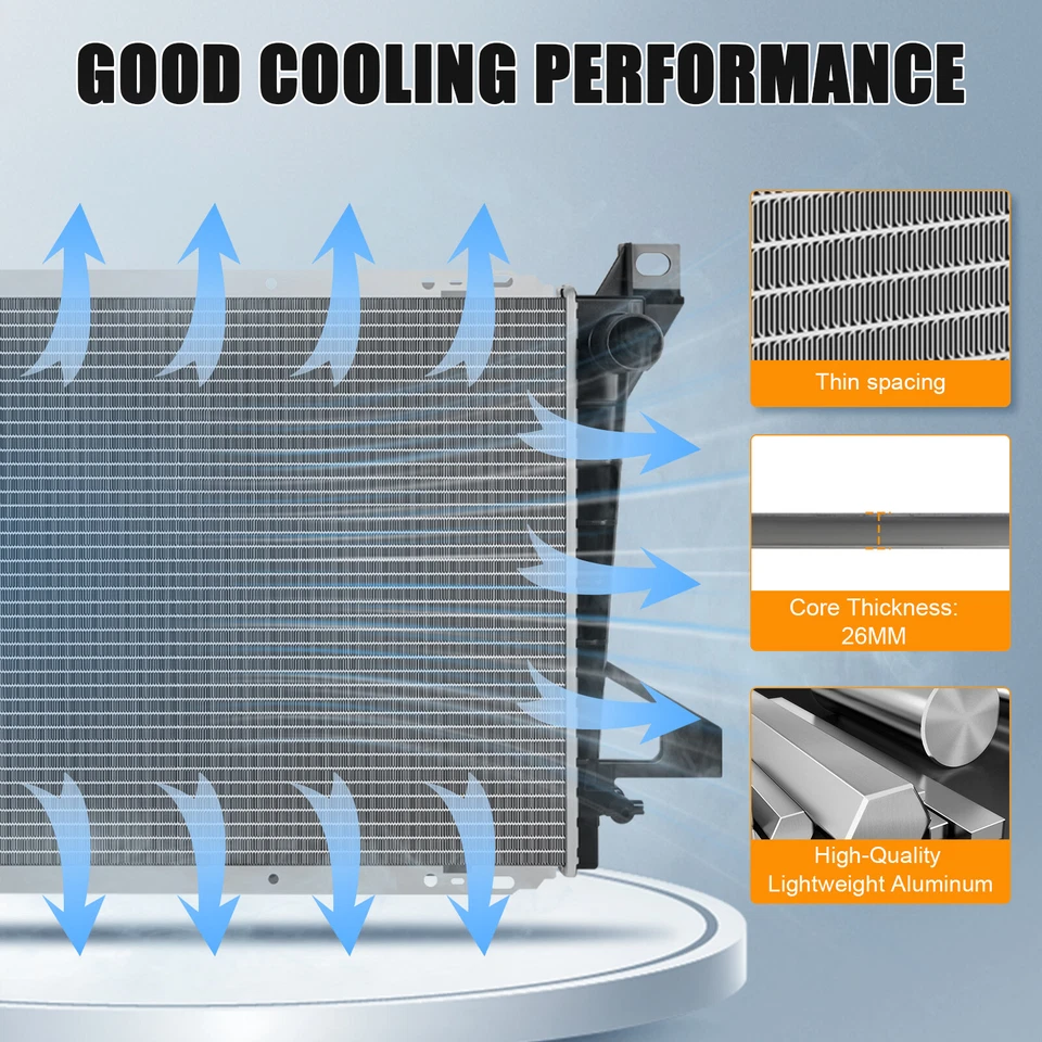 Crossflow Aluminum Radiator For Ford Bronco 1985-1997 Ford F-350 F-250 5.0L 5.8L - Изображение 3 из 4