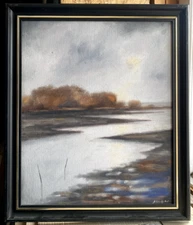 Oil painting Podzimni VYLOVY Pavel Holesinsky 1997 Modern Gallery Frame