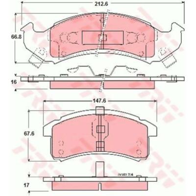 Bremsbelagsatz TRW GDB1866, Hinten für Audi