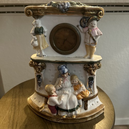 Raro Antiguo Decorativo Porcelana Figura Manto Reloj NO FUNCIONA - Alemania D4 - Imagen 24 de 24